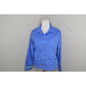 Holly Lane Women´s Blue Button Jacket Embroidered Martini Glass Size‎ M